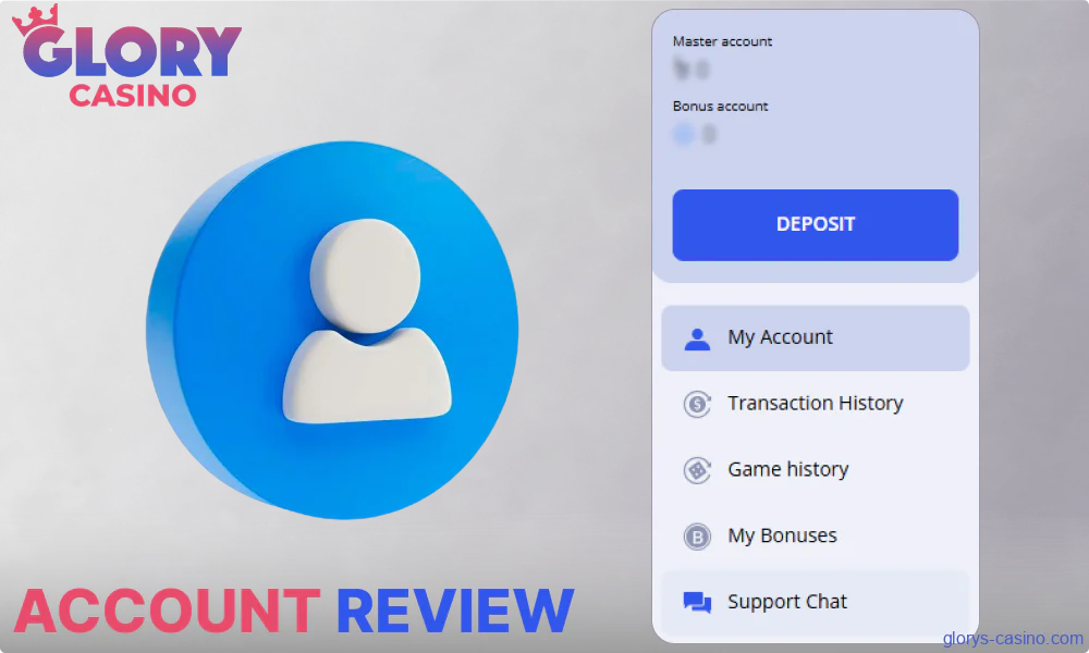 The main features of Glory Casino player account